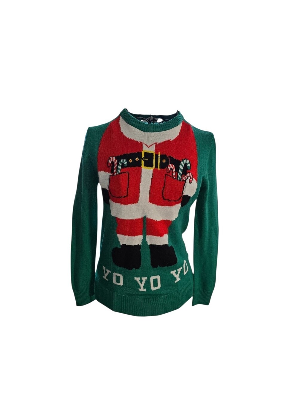 H & M Kids 8/10 Green Santa Yo Yo Yo Christmas Sweater